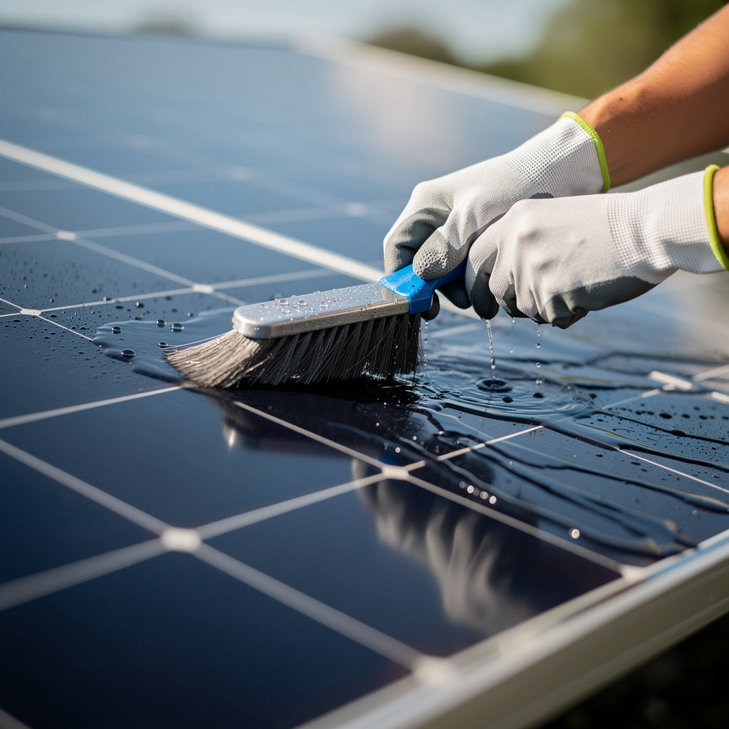 Solar Cleaning Specialist team member demonstrating reliable and eco-friendly solar panel cleaning service