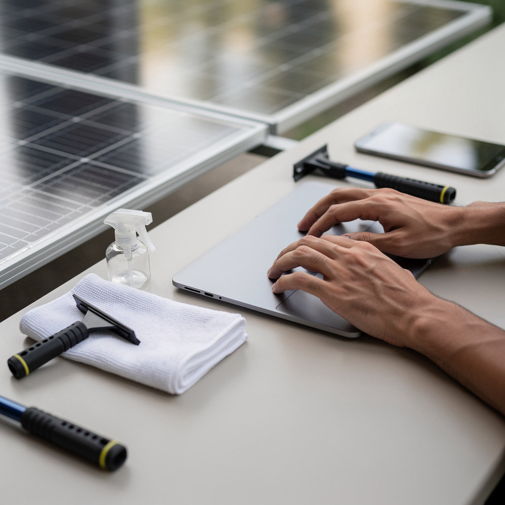 Solar Cleaning Specialist creating a custom website to enhance digital presence for solar panel cleaning clients